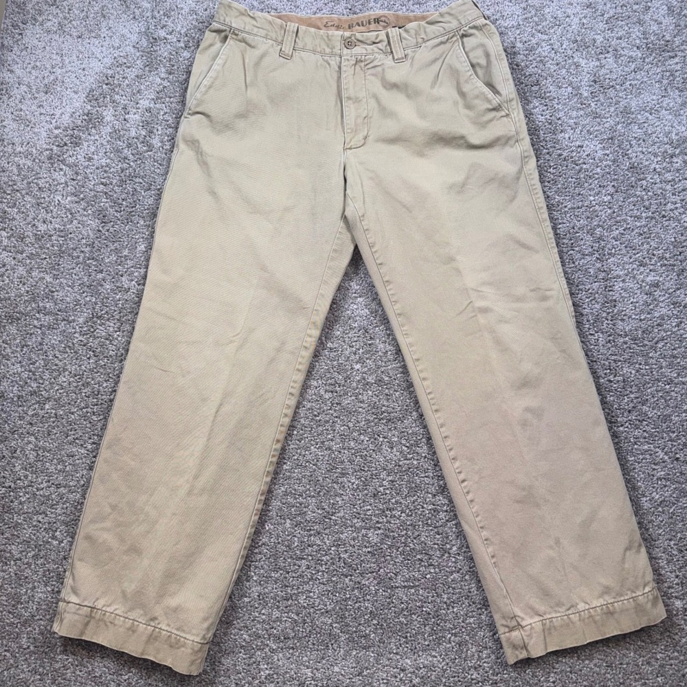 Eddie Bauer Flannel Lined Chinos Mens Straight Leg Khaki 36x30 Excellent